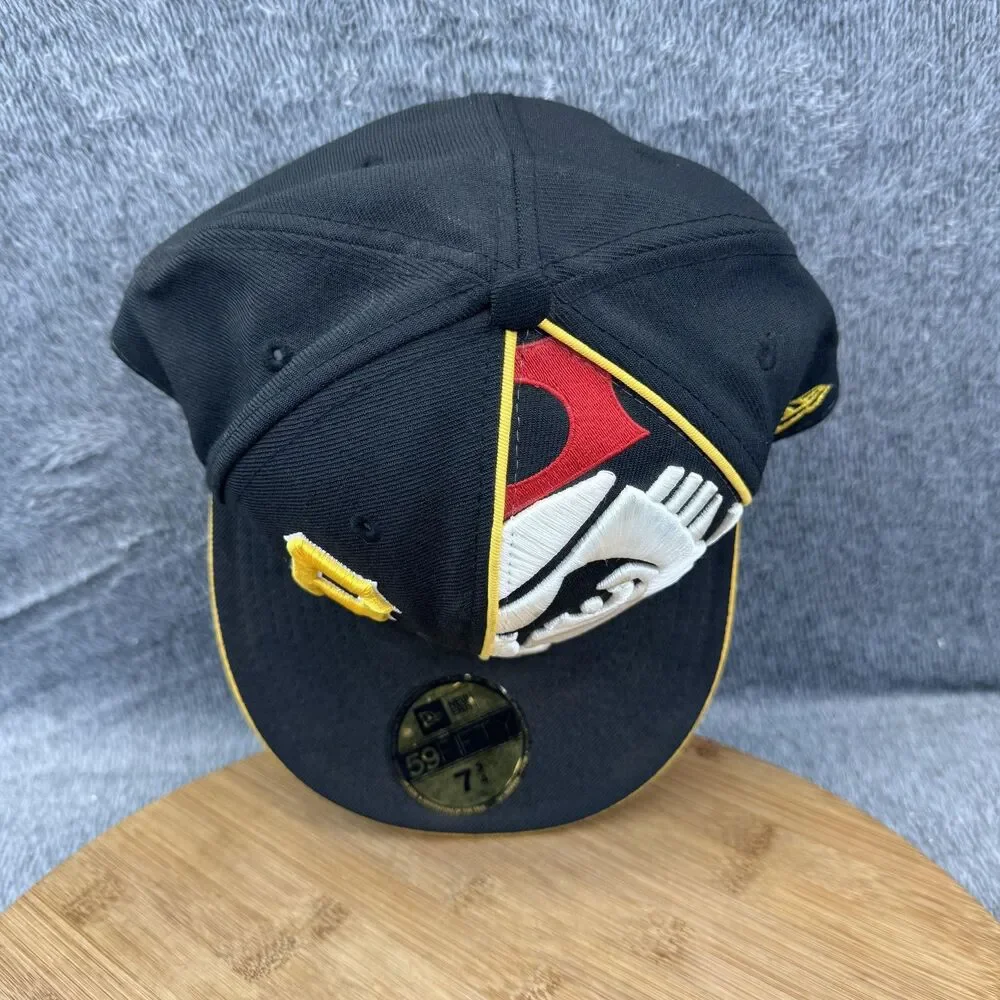 Pittsburgh Pirates Hat Cap Fitted Mens 7 3/4 Black Yellow MLB Baseball New Era